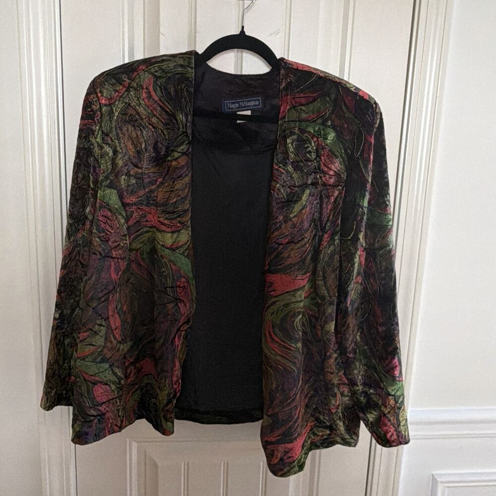 Vintage Maggie McNaughton Multicolor Pattern One Button Blazer Women’s Size 20W - Picture 1 of 13